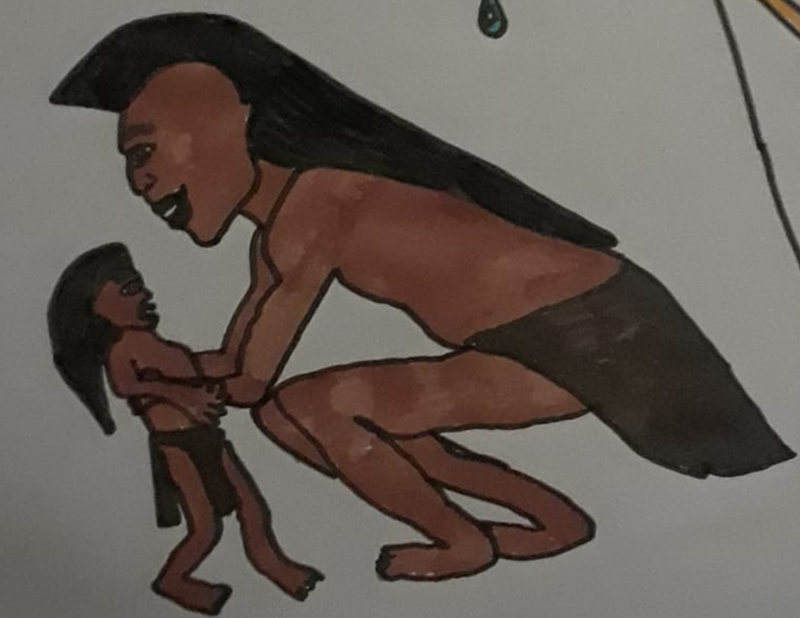 Haudenosaunee Man Father with his Haudenosaunee Baby Boy